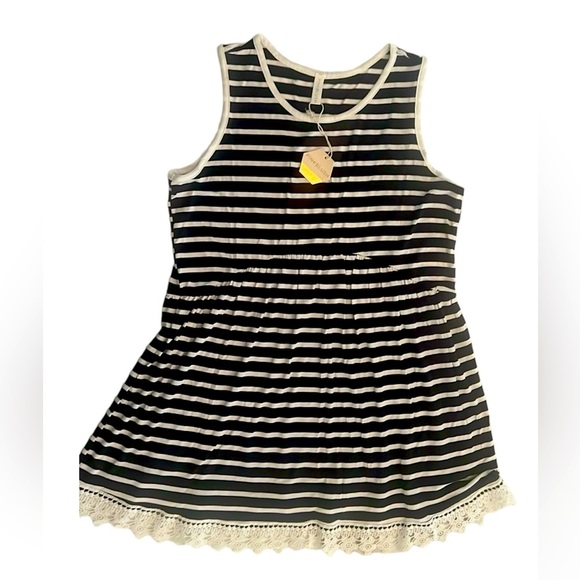 PinkBlush Navy Striped Crochet Trim Maternity Tank Top. Size S NWT - Picture 4 of 11